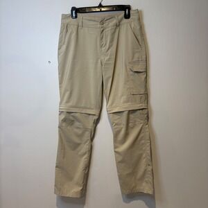 Columbia Titanium Women's Zip-Off Hiking Cargo Pants Nylon 8 Omni-Dry Khaki EUC‎